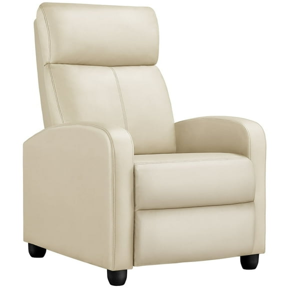 Yaheetech Adjustable PU Leather Recliner Chair with Pocket Spring, Beige