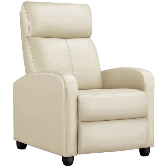 Yaheetech Adjustable PU Leather Recliner Chair with Pocket Spring, Beige