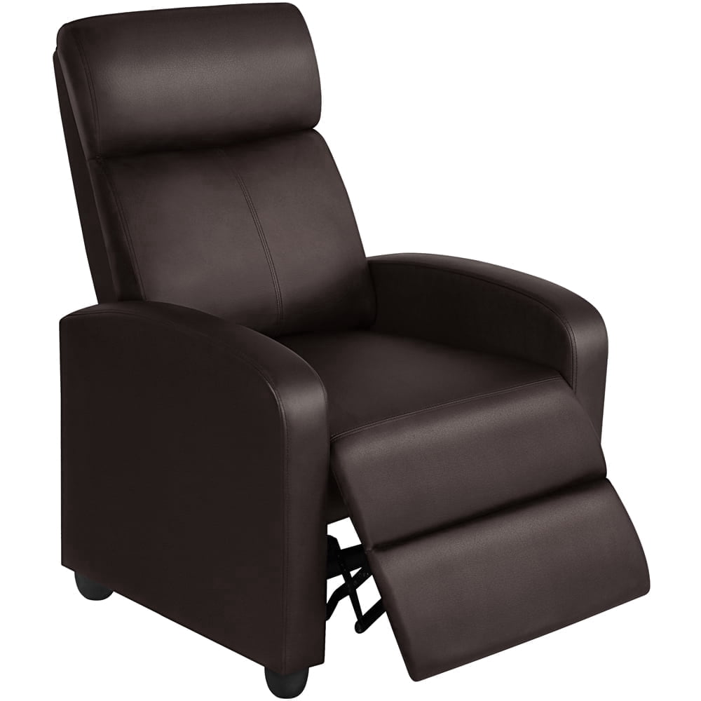 Yaheetech Adjustable PU Leather Recliner Chair with Pocket Spring, Brown