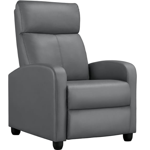 Yaheetech Adjustable PU Leather Recliner Chair with Pocket Spring, Gray