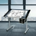 Yaheetech Adjustable Rolling Drafting Table with Tempered Glass Top