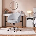 thumbnail image 1 of Yaheetech Adjustable Swivel Velvet Office Chair,Light Gray, 1 of 8