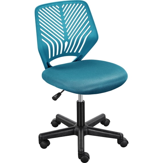 Yaheetech Armless Desk Chair with Adjustable Seat Height, Turquoise