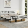 Yaheetech Arrow Design Metal Platform Bed Frame,California King,Black