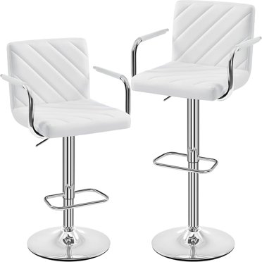 Yaheetech Adjustable Swivel Bar Stools Set Of 2 - Counter Height Stools With Backrest & Footrest