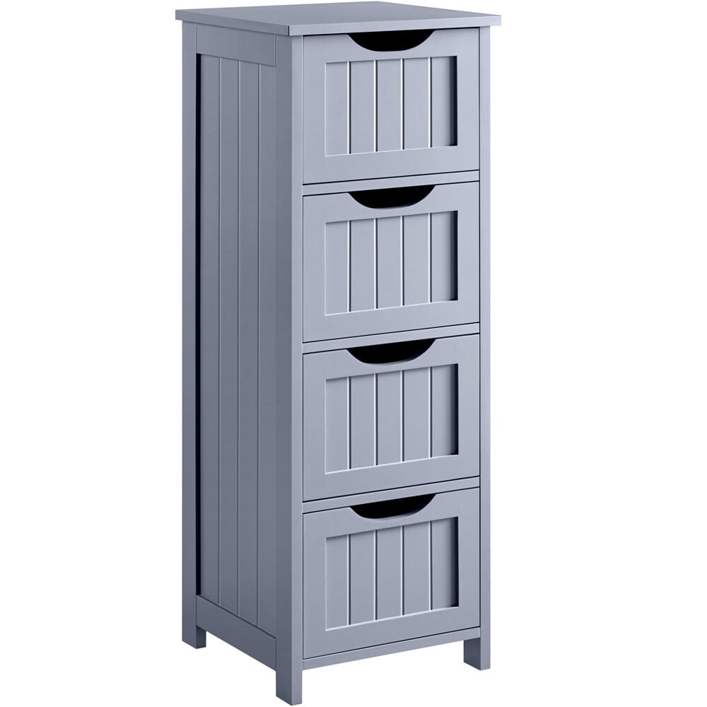 Yaheetech Bathroom Floor Cabinet Slim Bath Cabinet with 4 Drawers Grey ...