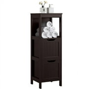 Yaheetech Bathroom Floor Cabinet with 2 Drawers, Free-Standing Side Storage Organizer with 1 Shelf, Wooden Multifunctional Rack Stand, Espresso