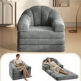 thumbnail image 1 of Yaheetech 2-in-1 Convertible Sofa Bed Folding Sleeper Chair Bed Chenille Sofa with Armrests Bean Bag Chair for Living Room, Gray, 1 of 8