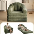 thumbnail image 1 of Yaheetech 2-in-1 Convertible Sofa Bed Folding Sleeper Chair Bed Chenille Sofa with Armrests Bean Bag Chair for Living Room, Green, 1 of 7