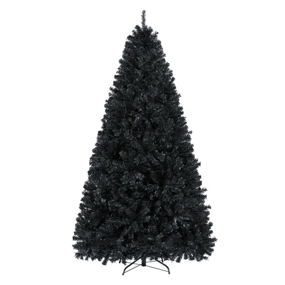 Yaheetech Black Unlit Hinged Spruce Artificial Decorative Christmas Tree, with Foldable Stand including 1749 Branch Tips 7.5'