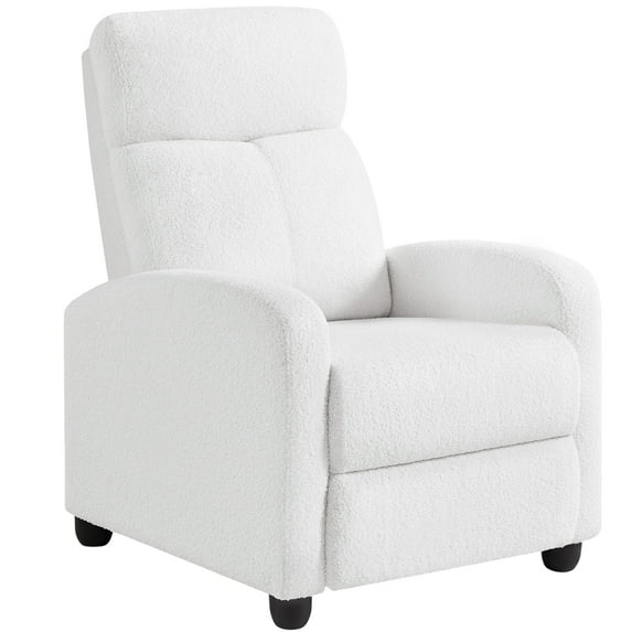 Yaheetech Upholstered Boucle Recliner Chair with Pocket Springs, White