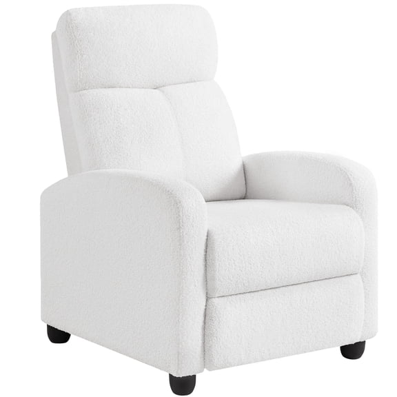 Yaheetech Upholstered Boucle Recliner Chair with Pocket Springs, White