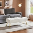 thumbnail image 1 of Yaheetech Boucle Upholstered Button Tufted Footstool Bench for Bedroom, Ivory, 1 of 6