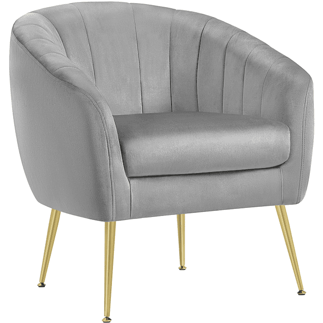 Yaheetech Channel Tufted Accent Armchair with Gold Metal Legs, Gray