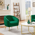 thumbnail image 1 of Yaheetech Channel Tufted Accent Armchair with Gold Metal Legs, Green, 1 of 7