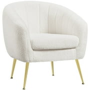 Yaheetech Channel Tufted Accent Chair with Gold Metal Legs,Ivory