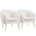 thumbnail image 1 of Yaheetech Channel Tufted Accent Chair with Gold Metal Legs, Set of 2,Ivory, 1 of 7