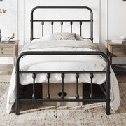 Yaheetech Classic Iron Platform Bed with High Headboard and Footboard, Twin, Black