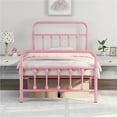 thumbnail image 1 of Yaheetech Classic Iron Platform Bed with High Headboard and Footboard, Twin, Pink, 1 of 6