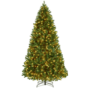 Yaheetech Clear 850 LED Lights Green Prelit Spruce Artificial Pine Christmas Tree, with Foldable Stand including 2160 Branch Tips 9'
