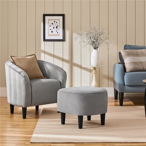 Yaheetech Contemporary Club Chair and Ottoman Set for Living Room, Gray