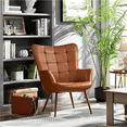 thumbnail image 1 of Yaheetech Contemporary Faux Leather Accent Chair for Living Room, Brown, 1 of 10