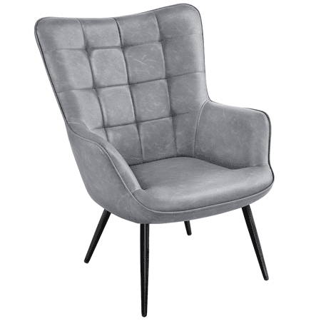 Yaheetech Contemporary Faux Leather Accent Chair for Living Room, Gray
