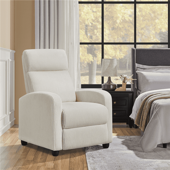 Yaheetech Corduroy Recliner Chair with Pocket Springs, Beige