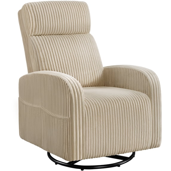Yaheetech Corduroy Swivel Glider Chair Rocking Chair for Living Room, Khaki
