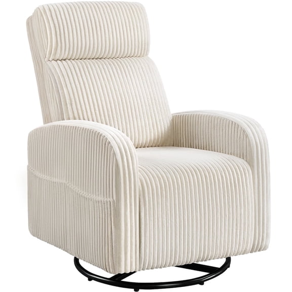 Yaheetech Corduroy Swivel Recliner Glider Chair Rocking Chair for Living Room, Beige
