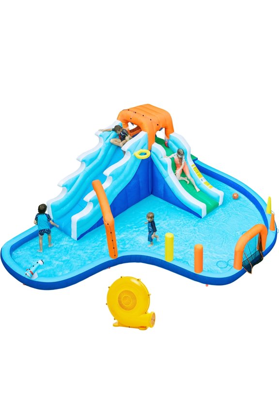 Double Lane Inflatable Water Slide for Kids, Blue