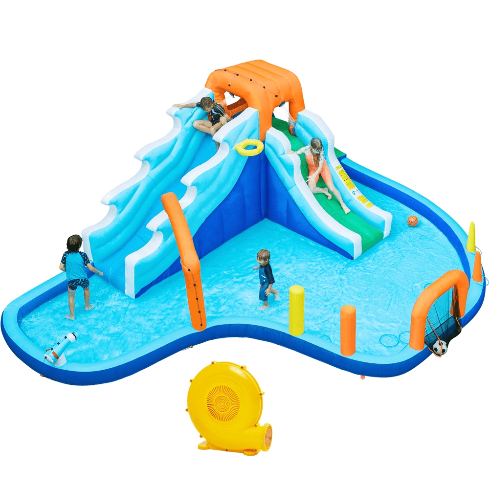 15/mo - Finance Yaheetech Large Inflatable Water Slide With Soccer Field, 17x16.4FT Blow Up Bounce House For Kids Party Outdoor Backyard, Climbing, 750W Air Blower, Splash Pool | Buy Now, Pay Later