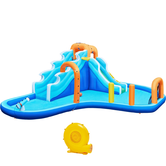 Yaheetech Kids Double Lane Inflatable Water Slide w/ Storage & 650W ...