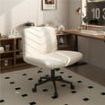 thumbnail image 1 of Yaheetech Fabric Rolling Armless Home Office Chair with Extra Wide Seat, Beige, 1 of 7