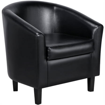 Yaheetech Faux Leather Accent Arm Chair For Living Room, Black