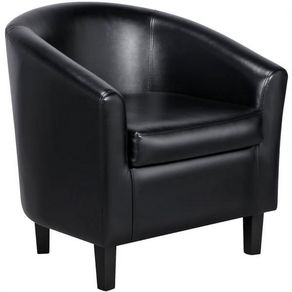 Yaheetech Faux Leather Accent Arm Chair For Living Room, Black