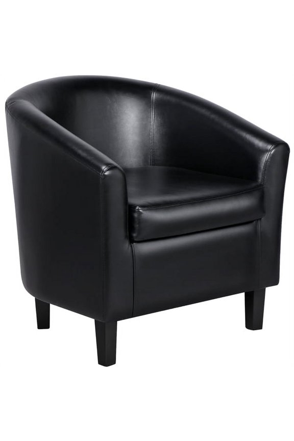 Faux Leather Accent Arm Chair For Living Room, Black
