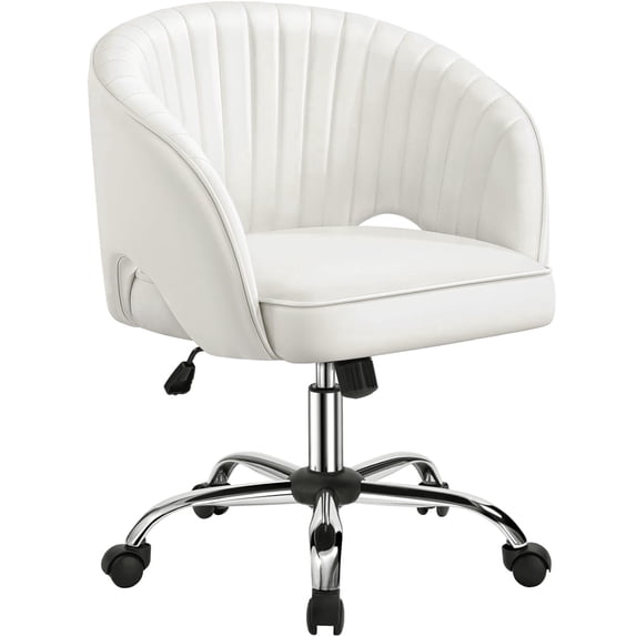 Yaheetech Faux Leather Adjustable Swivel Office Chair,White