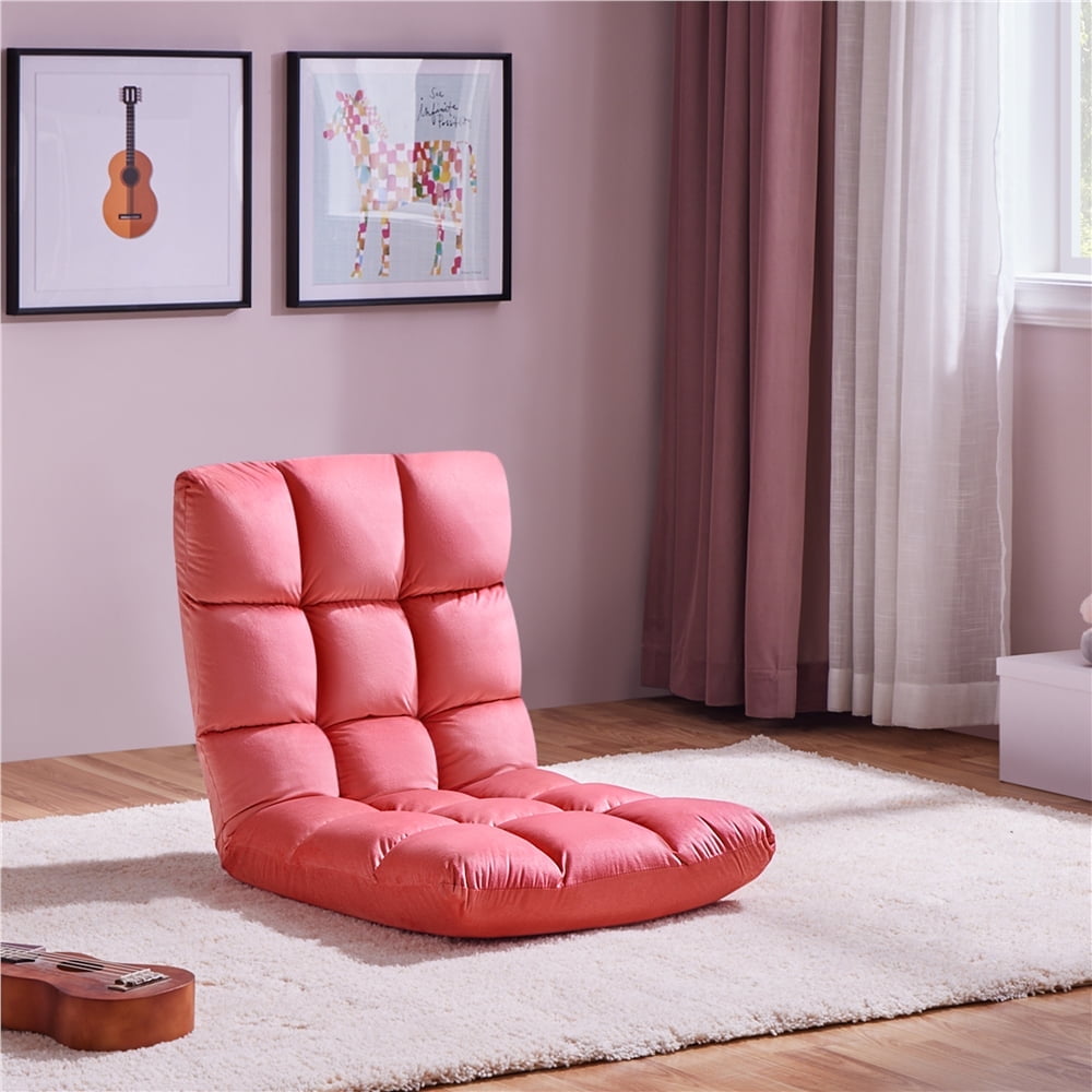 Yaheetech Floor Folding Gaming Sofa Chair with 14 Adjustable Positions, Pink