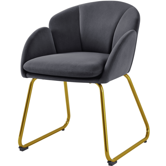 Yaheetech Flower Shape Velvet Armchair for Home Office, Dark Gray