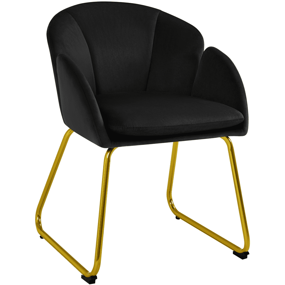 Black Velvet Barrel Accent Chair with Gold Metal Legs