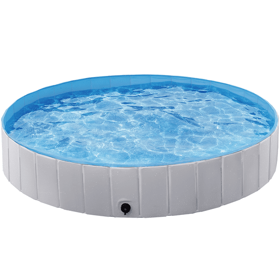 Yaheetech   70.9''  Foldable Pet Pool Dogs Swimming Pool Wash Tub for Dogs/Cats, Gray, Large-XXXL