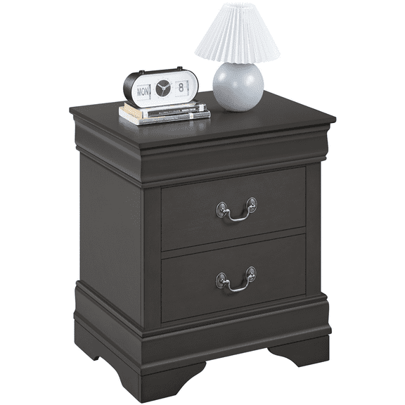 Yaheetech Free Painted Nightstand with 2 Drawer, Rustic Gray