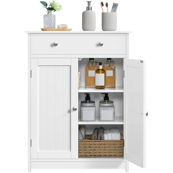 Yaheetech Free-Standing Bathroom Cabinet Storage Cabinet with Drawer and Doors,White