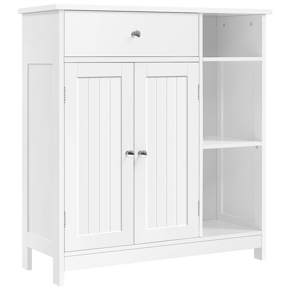 Yaheetech Large Floor Cabinet Storage Organizer with Drawer & Adjustable Shelves, White