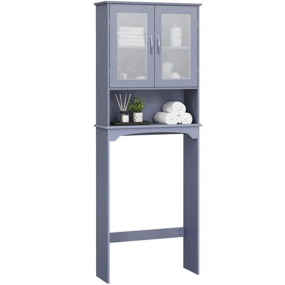 Yaheetech Free-Standing over-the-Toilet Storage Cabinet Shelf for Bathroom, Gray