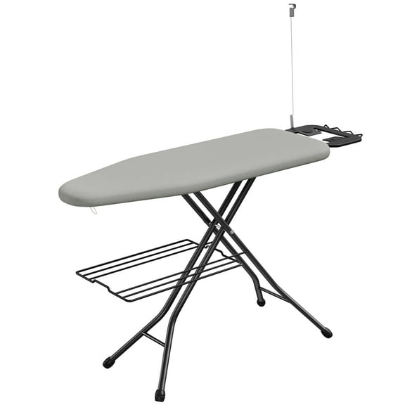 Yaheetech Full Size Foldable Ironing Board with Cord Holder & Clothes Rack, Gray