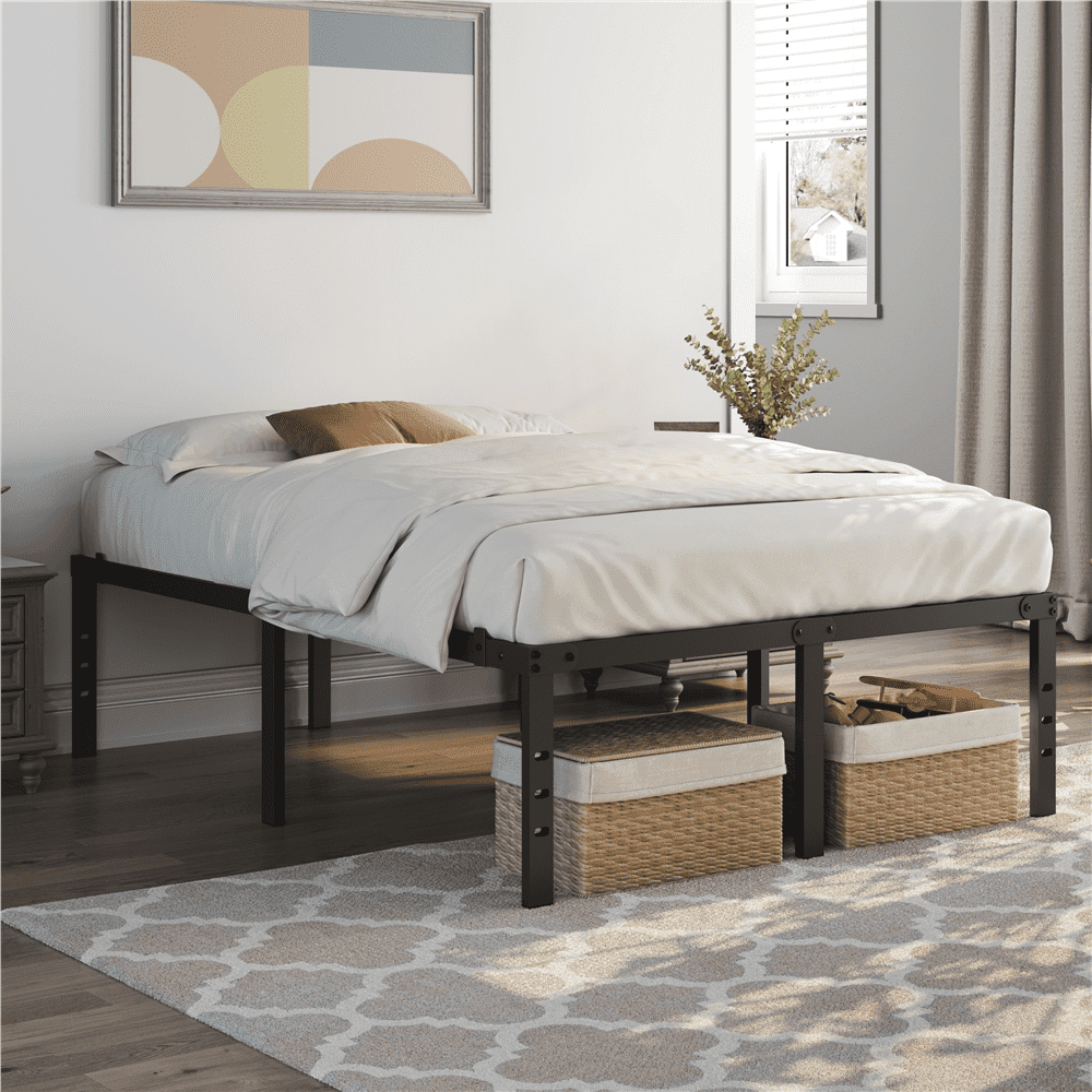 Yaheetech Full Size 18'' Metal Platform Bed Frame with Steel Slat Support, Black