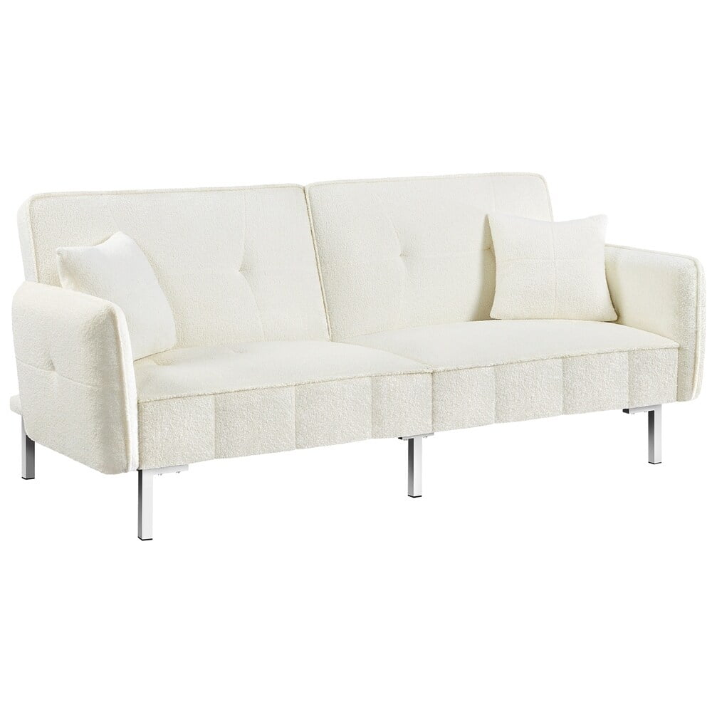Yaheetech Convertible Sofa Bed Futon Fabric Sofa Bed Ivory