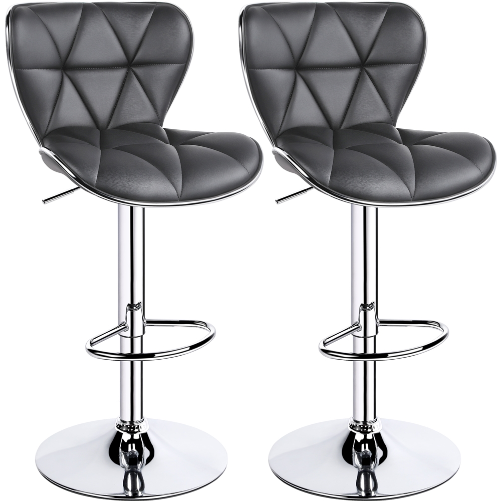 Yaheetech Height Adjustable PU Leather Swivel Bar Stool, Set of 2, Gray